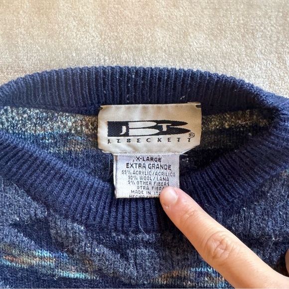 Vintage Navy Blue Wool-Blend Sweater - Picture 5 of 6